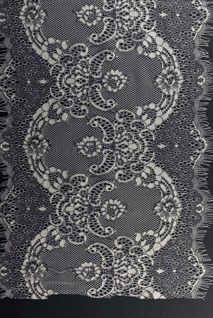 22966 DANTEL/İTHAL/BANT/PAMUK POLYESTER/KORDLU/SİYAH-BEYAZ/26 CM