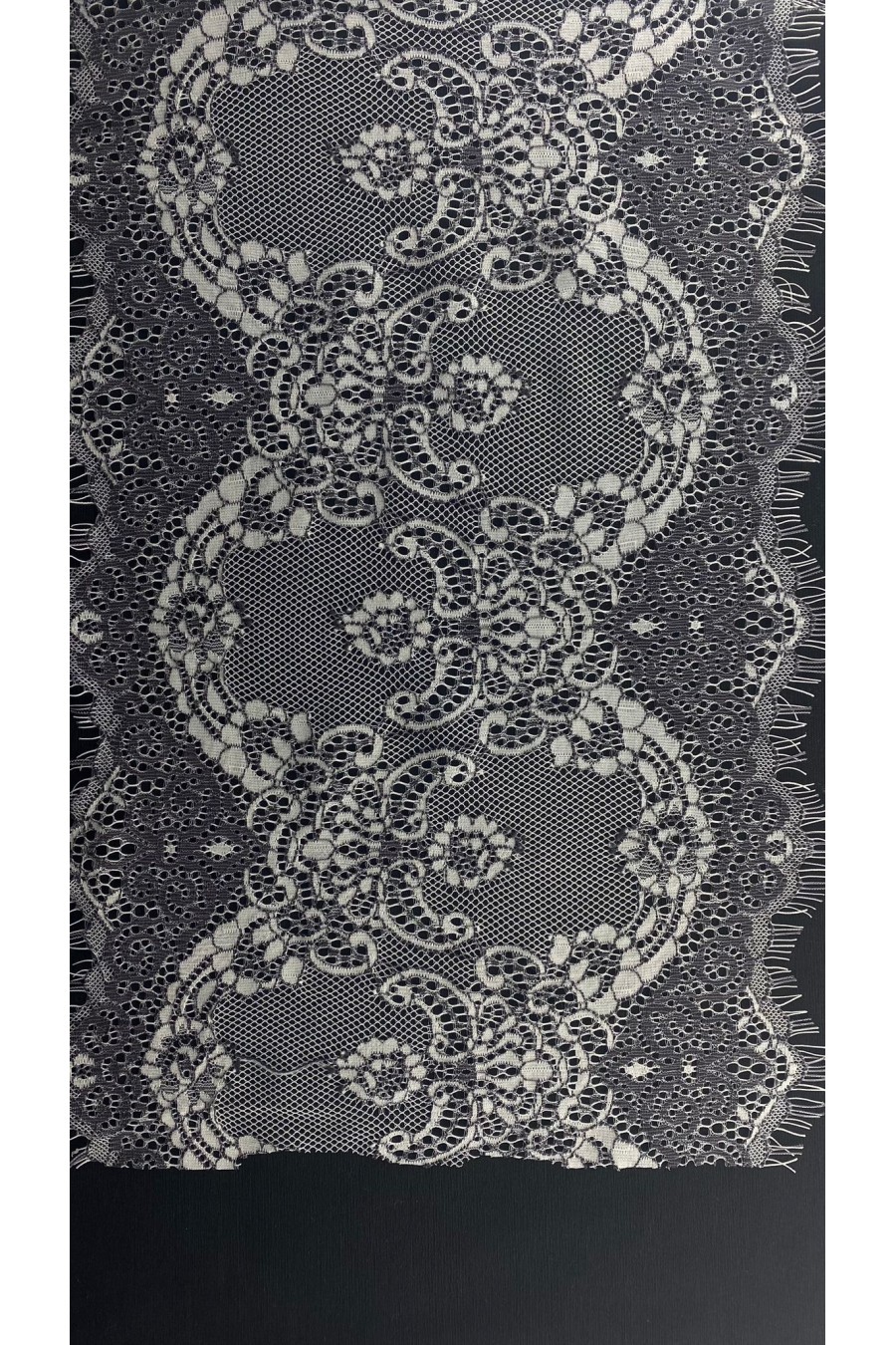 22966 DANTEL/İTHAL/BANT/PAMUK POLYESTER/KORDLU/SİYAH-BEYAZ/26 CM