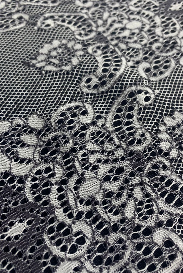 22966 DANTEL/İTHAL/BANT/PAMUK POLYESTER/KORDLU/SİYAH-BEYAZ/26 CM