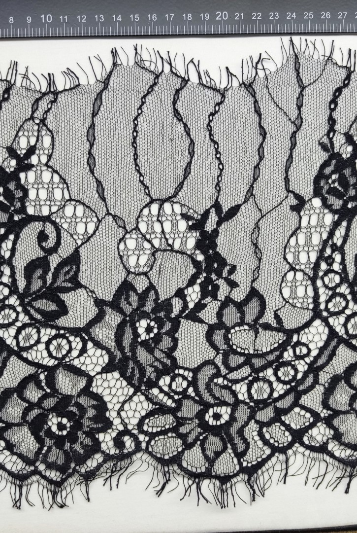 Kordlu Sakallı Siyah Naylon Dantel, Yerli