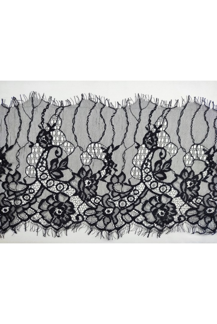 Kordlu Sakallı Siyah Naylon Dantel, Yerli