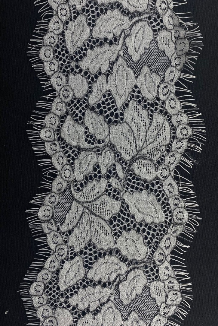 22971 DANTEL/İTHAL/BANT/PAMUK POLYESTER/KORDLU/SİYAH-BEYAZ/14 CM