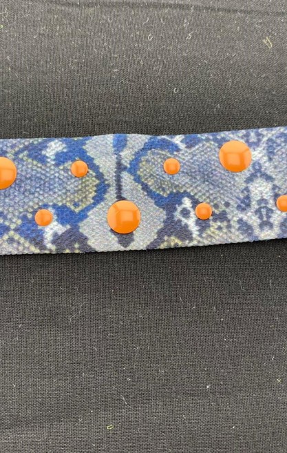 Taşlı Piton Desenli Turuncu Raşel Bant, 3 cm