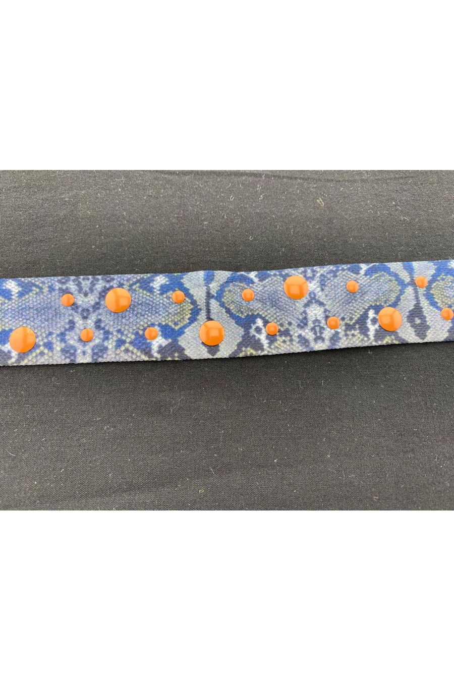 8610-METRE Taşlı Piton Desenli Turuncu Raşel Bant, 3 cm