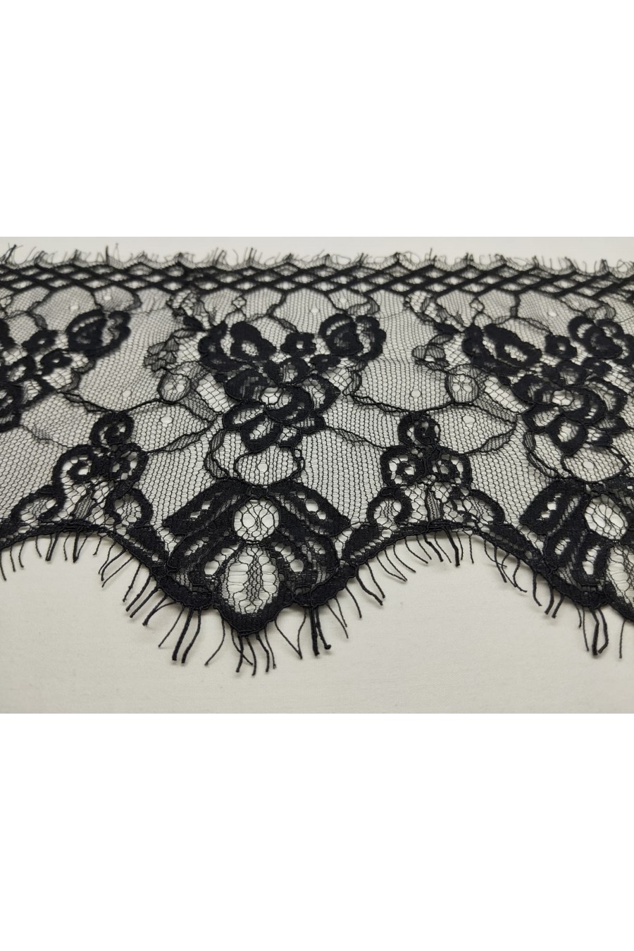Siyah Naylon Kordlu Sakallı Dantel Bant, Yerli