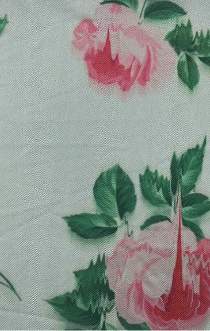 Beyaz Zemin Üzeri Dijital Baskılı Likralı Tül, Pembe-Yeşil