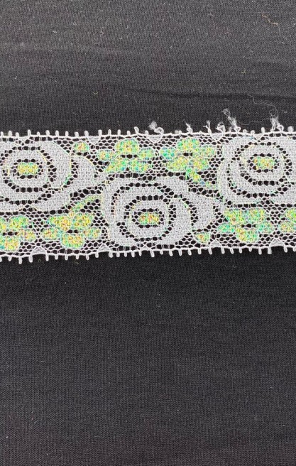 Siyah Likrasız İthal Polyester Dantel - 35 mm