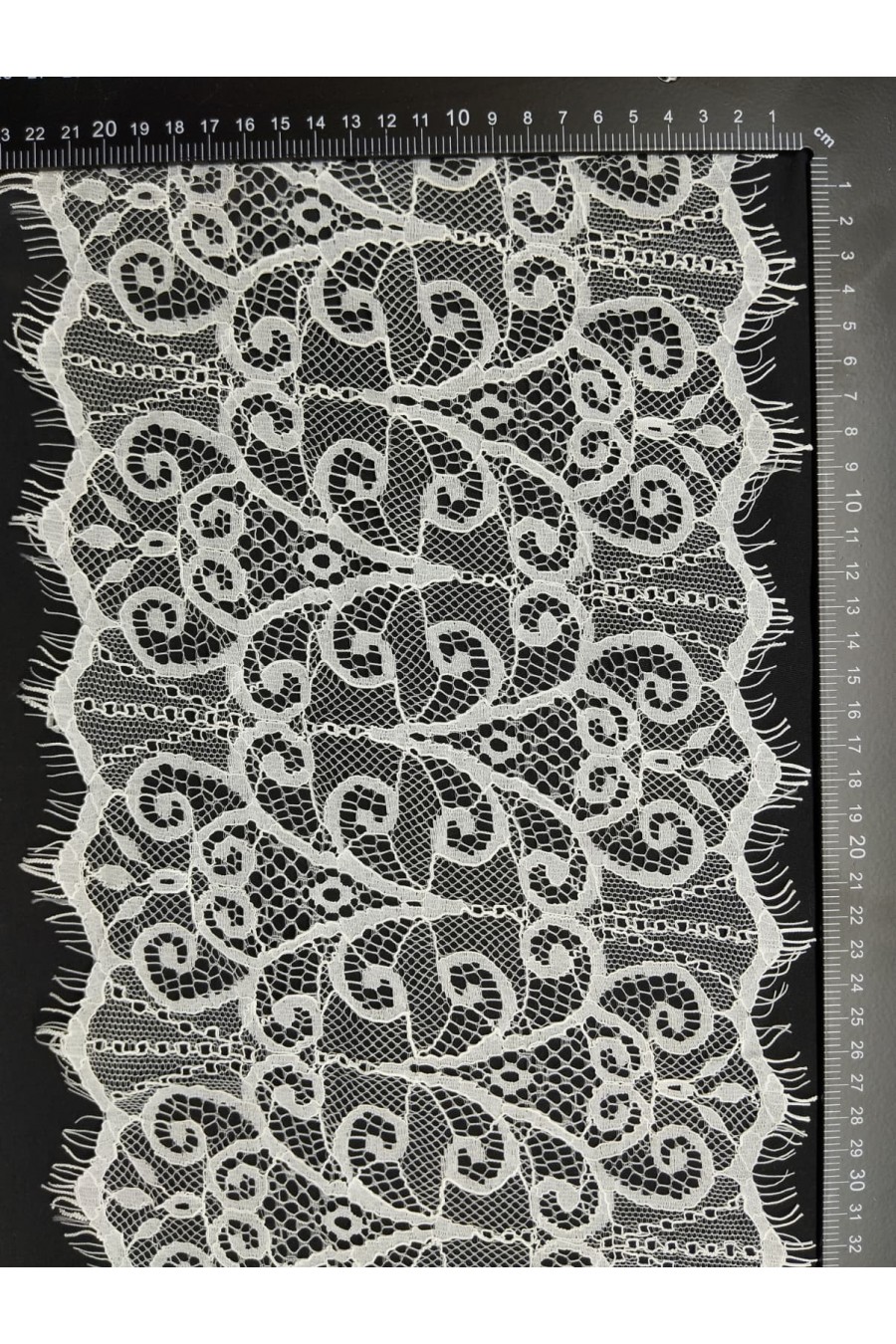 Sakallı Fiksli Naylon Dantel, Kordlu, Siyah