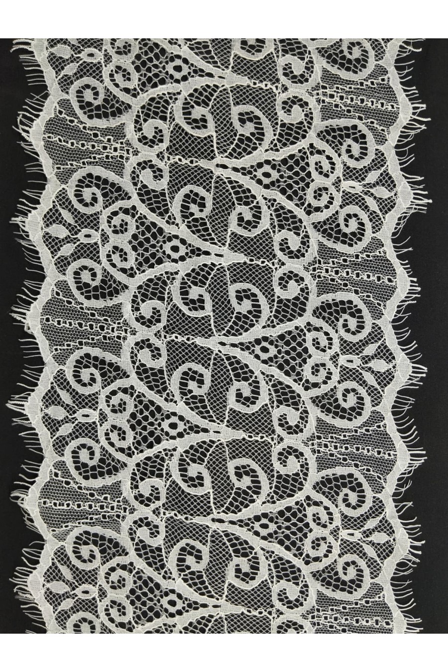 Sakallı Fiksli Naylon Dantel, Kordlu, Siyah