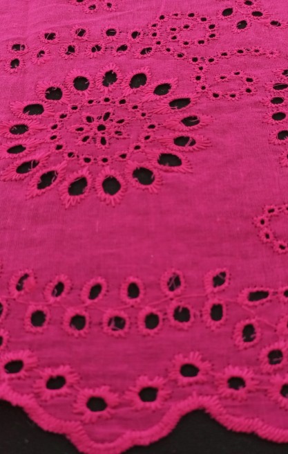 Fuşya Bohrerli Pamuk Vual İthal Brode Kumaş