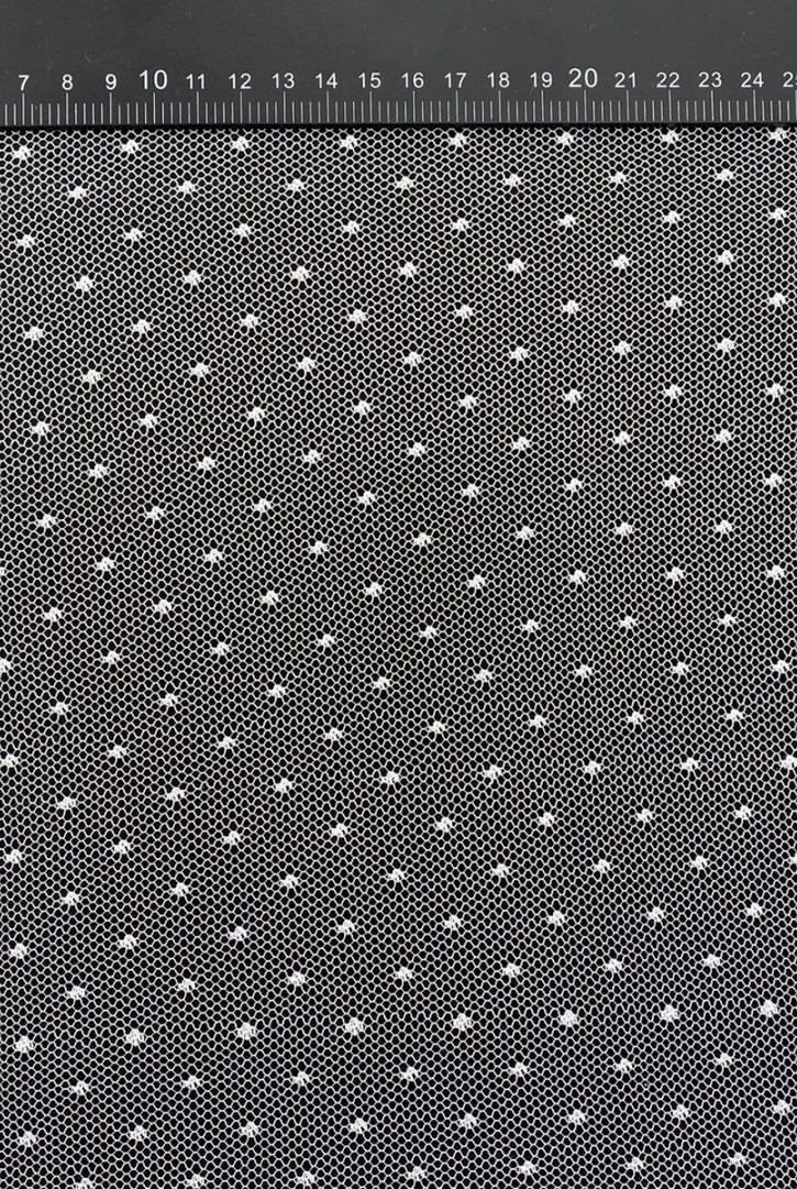 Ham Puantiyeli Tül Üzeri Polyester Dantel