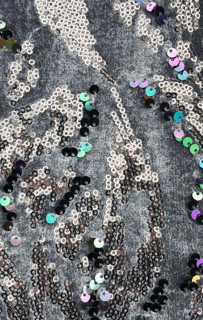 11795 KADİFE PULLU KUMAŞ/YERLİ/LEZ/POLYESTER LİKRALI/GRİ ZEMİN/MULTİCOLOR