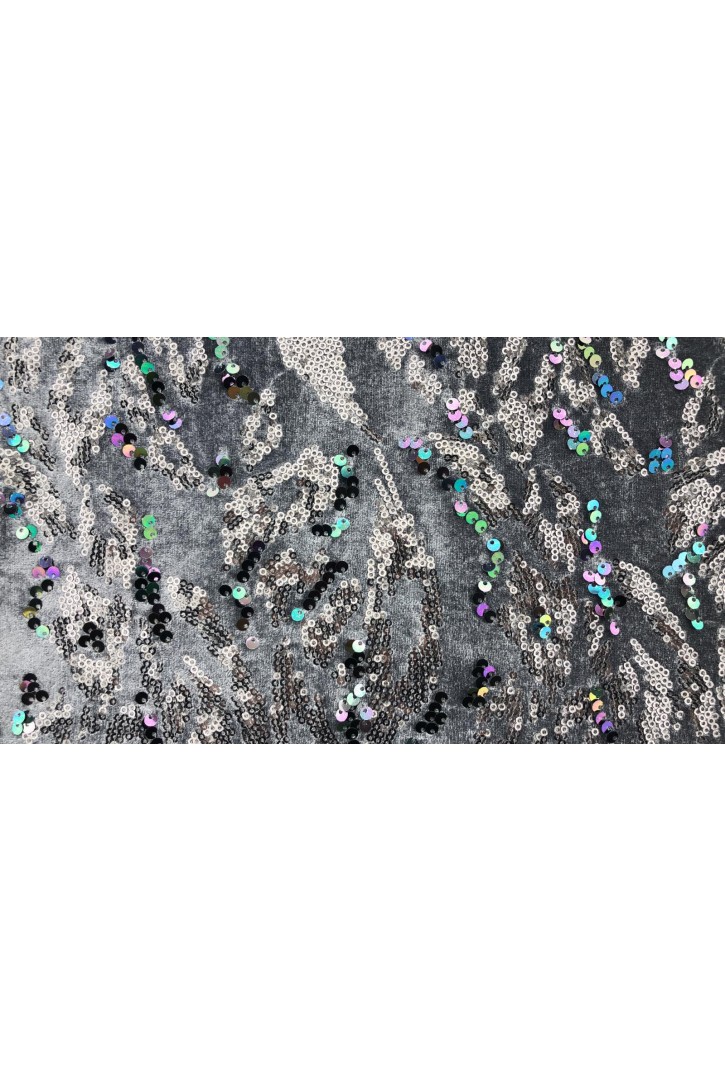 11795 KADİFE PULLU KUMAŞ/YERLİ/LEZ/POLYESTER LİKRALI/GRİ ZEMİN/MULTİCOLOR