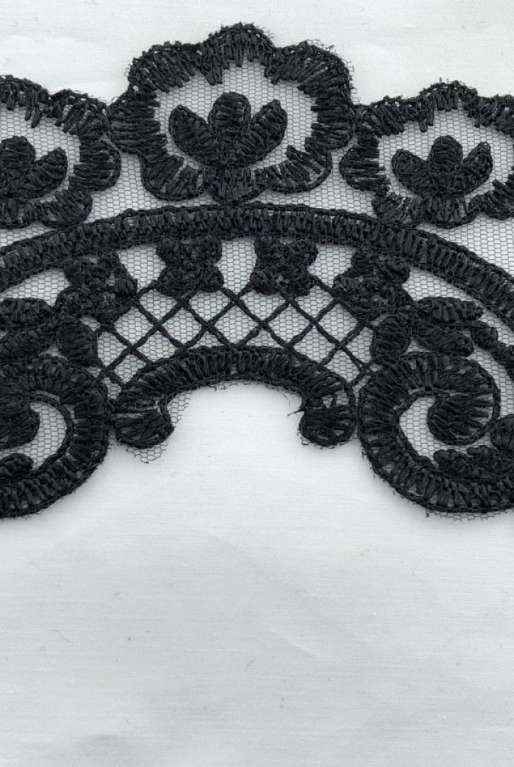 Siyah Kordlu Düz Brode Bant, Yerli Polyester