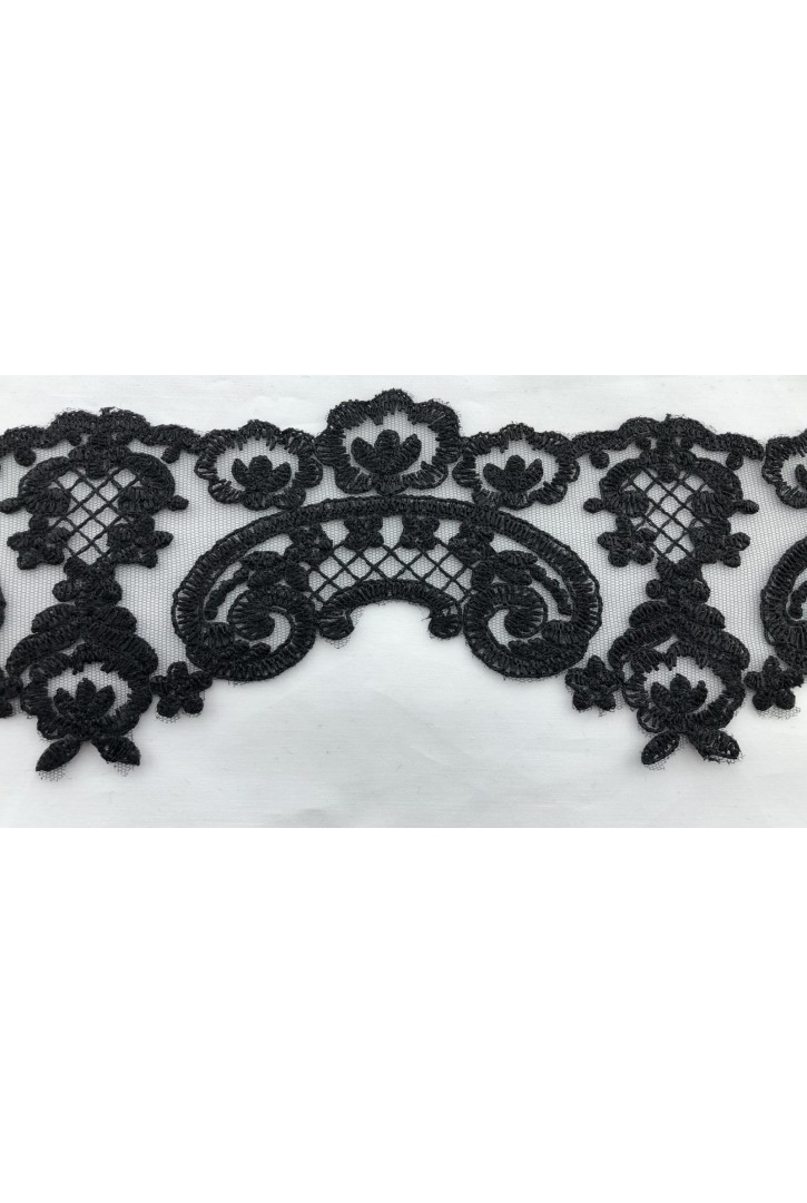 Siyah Kordlu Düz Brode Bant, Yerli Polyester