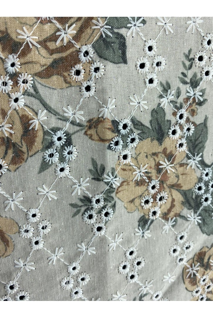 Çiçek Desenli Dijital Baskılı Terikoton Brode