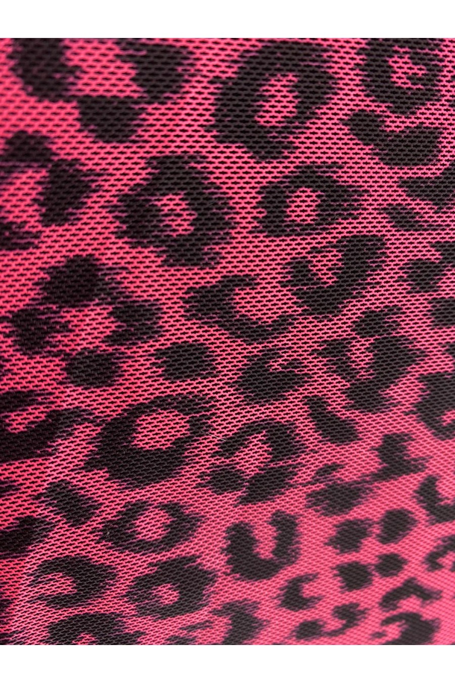 Neon Pembe Leopar Desenli Likralı Tül Kumaş