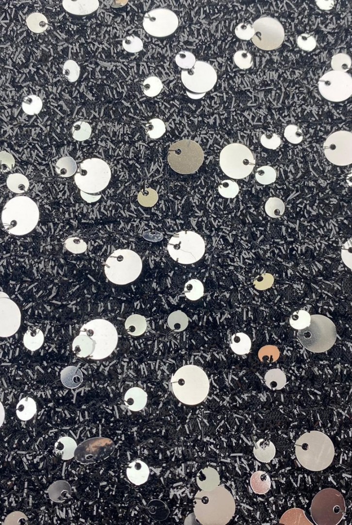 Gümüş Sakallı Anali-Kızlı Pullu İthal Payet Kumaş