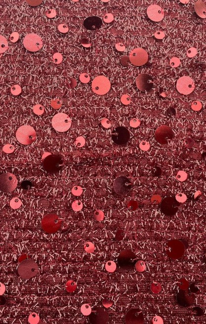 Bordo Analı-Kızlı Pullu Sakallı Payet Kumaş - İthal Polyester