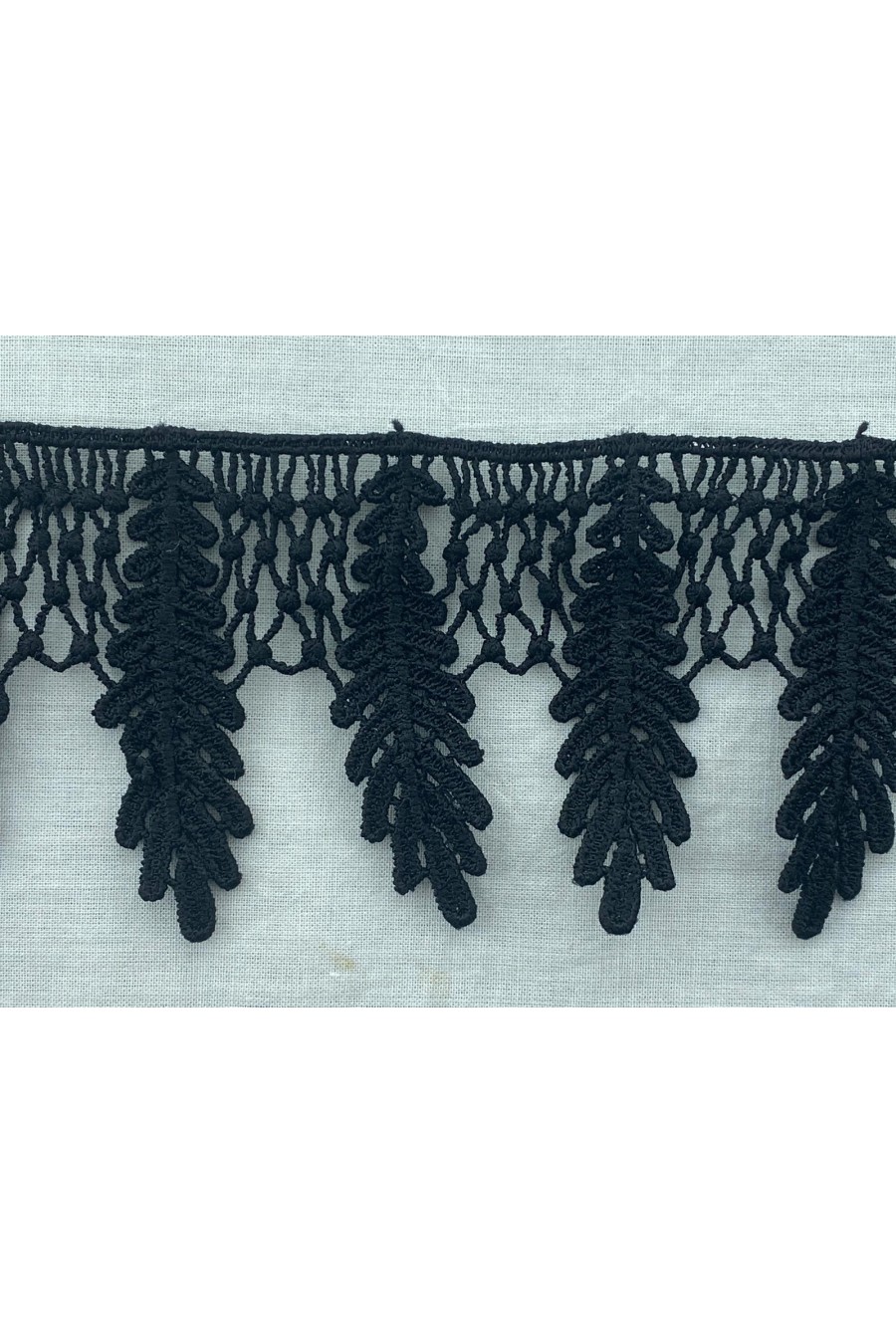 6062-METRE Mat Siyah Güpür Brode Bant