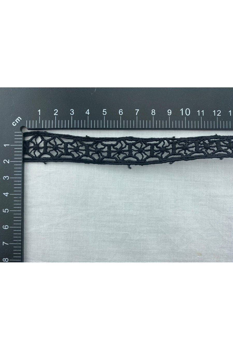 Siyah Mat Polyester Güpür Brode Bant