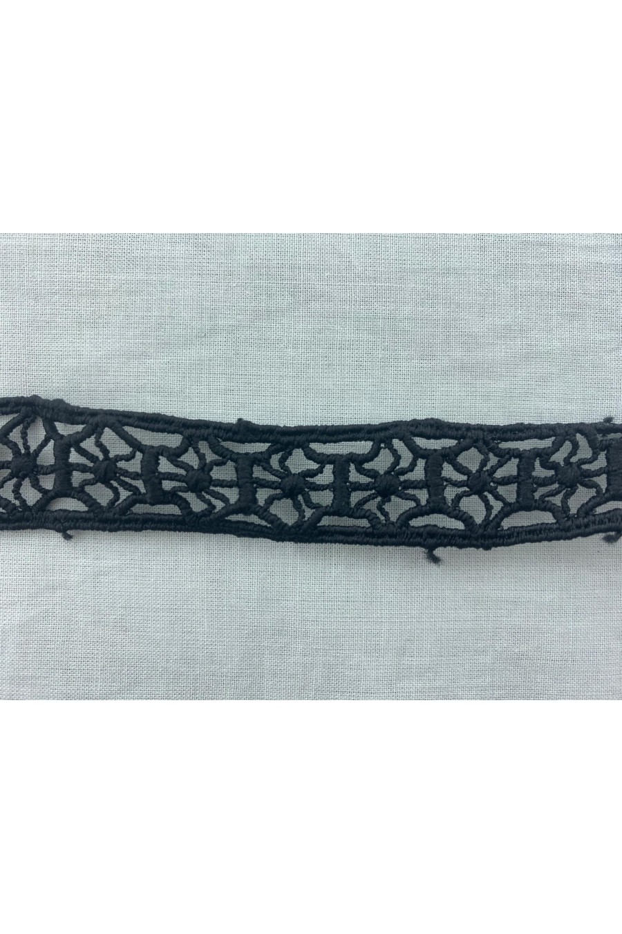 Siyah Mat Polyester Güpür Brode Bant