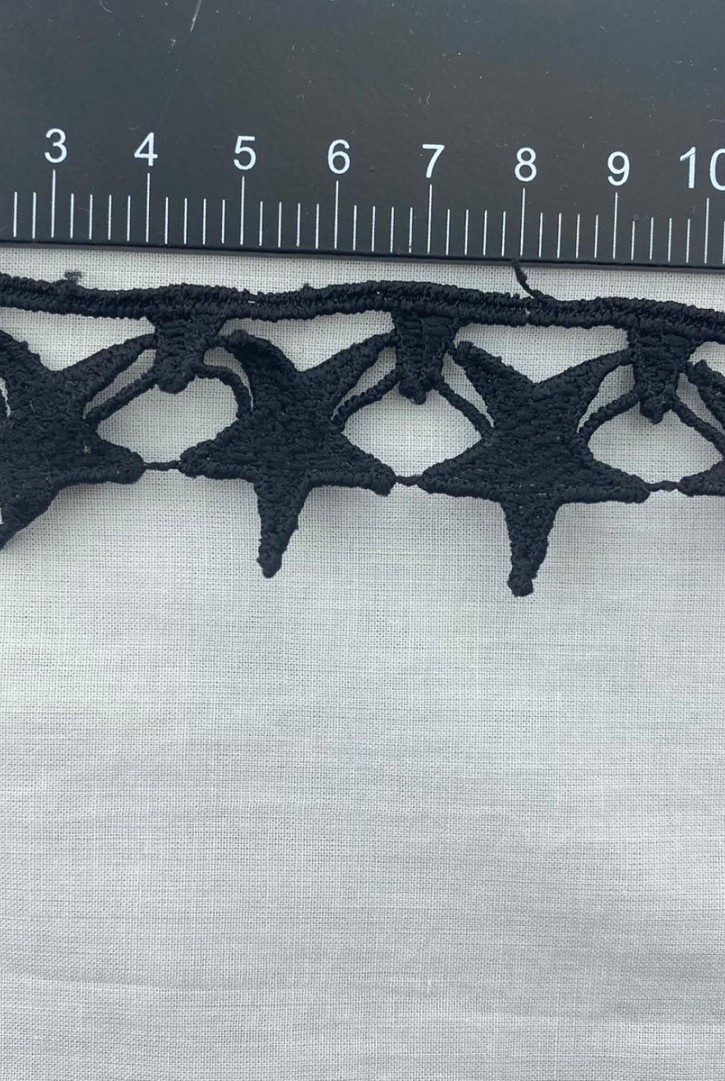 Siyah Mat Polyester Güpür Brode Bant