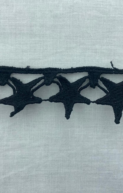 Siyah Mat Polyester Güpür Brode Bant