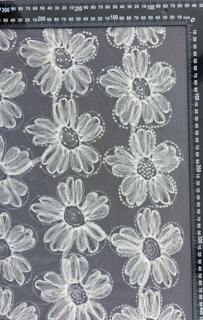 21022 BRODE/İTHAL/LEZ/POLYESTER/PULLU/LACE/EKRU/125 CM