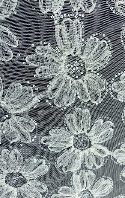 21022 BRODE/İTHAL/LEZ/POLYESTER/PULLU/LACE/BEYAZ/125 CM