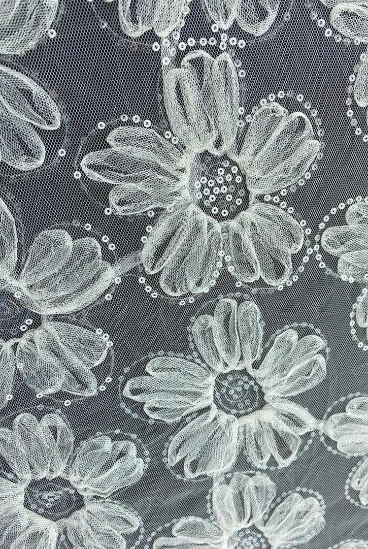 21022 BRODE/İTHAL/LEZ/POLYESTER/PULLU/LACE/BEYAZ/125 CM