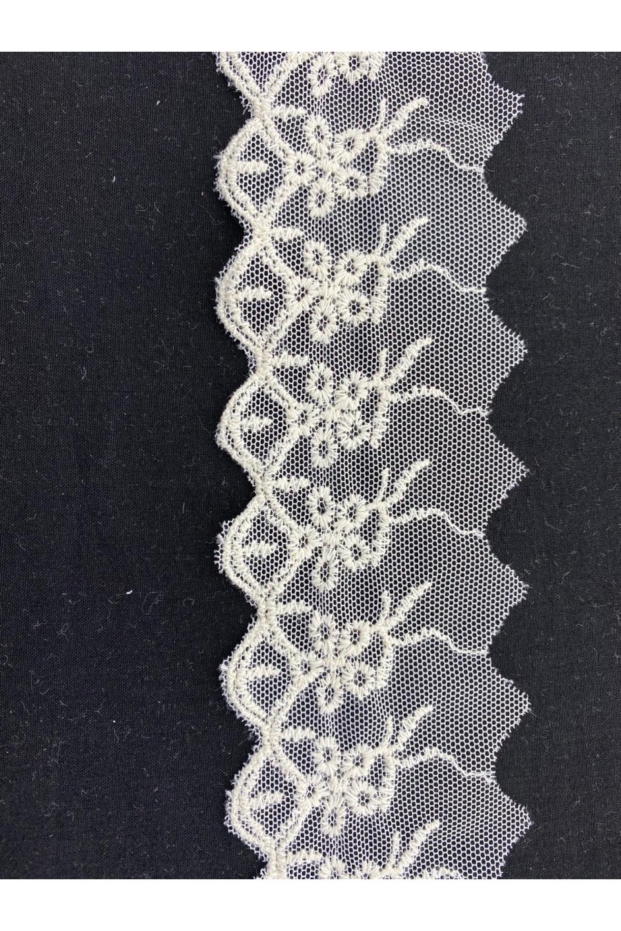 Ham Pamuk İplikli Tül Üzeri Brode Bant