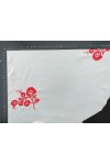 Kırmızı Nakışlı Off White Şifon Kumaş