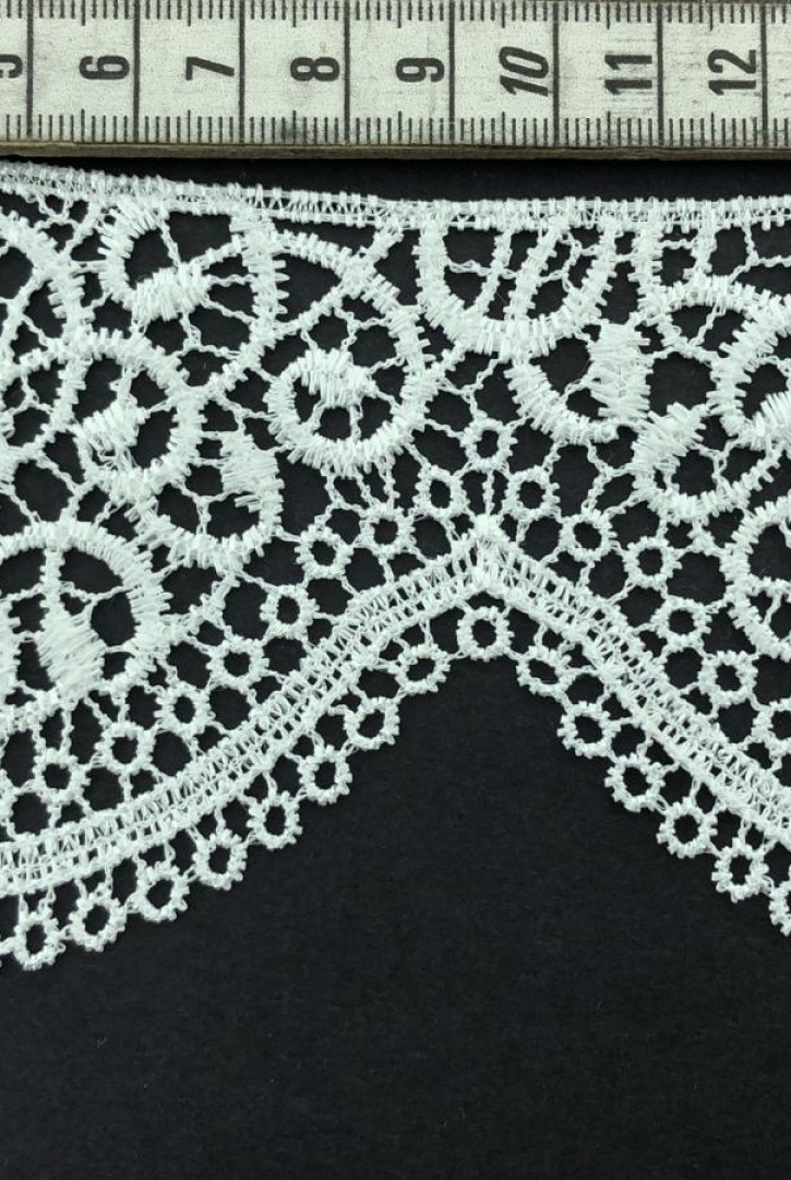 Parlak Güpür Brode Bant, Ham Polyester, 7,5 cm