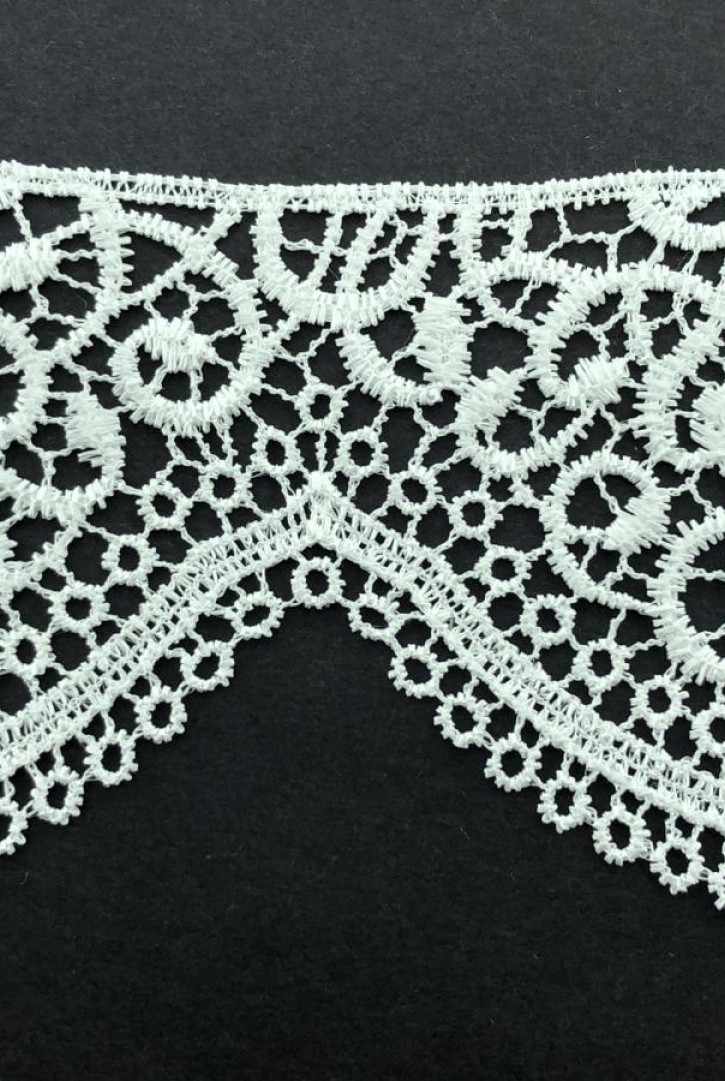 Parlak Güpür Brode Bant, Ham Polyester, 7,5 cm