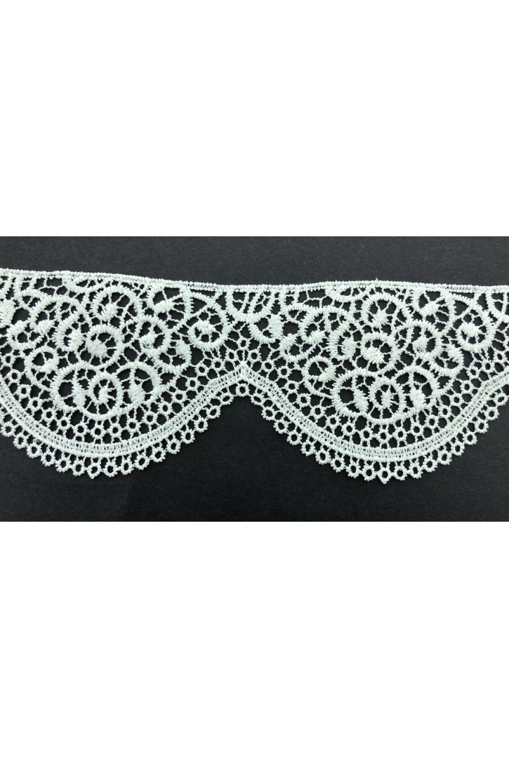 Parlak Güpür Brode Bant, Ham Polyester, 7,5 cm