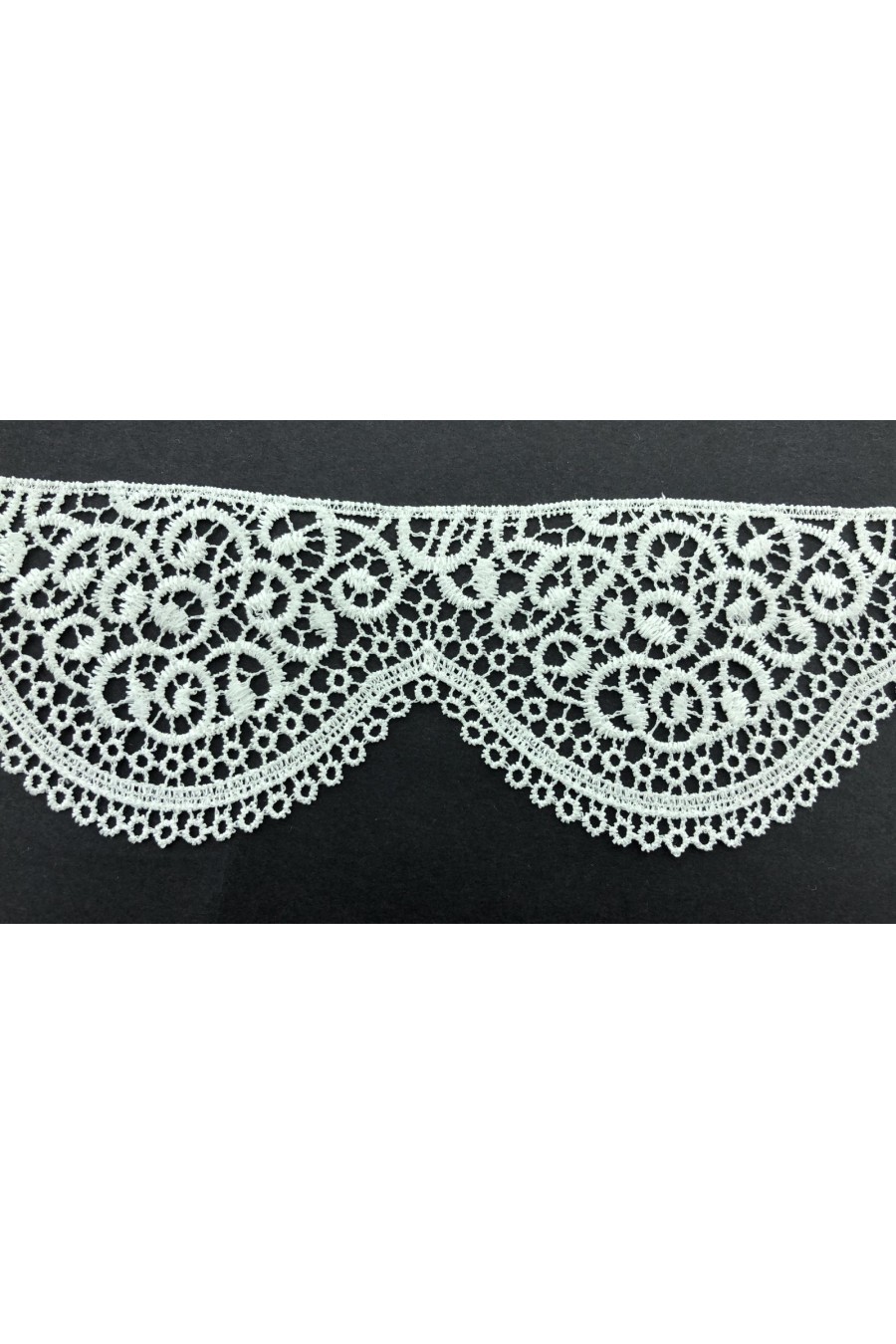 Parlak Güpür Brode Bant, Ham Polyester, 7,5 cm