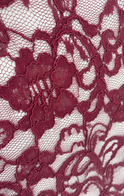 Bordo Kordlu Yerli Dantel Kumaş - Polyester, 150 cm