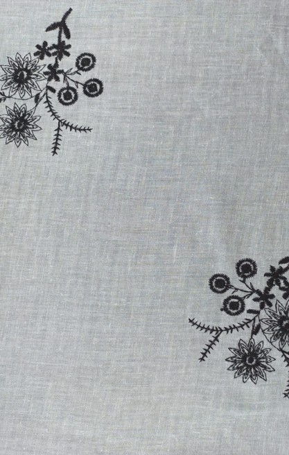 Siyah Nakış İpli Off White Brode