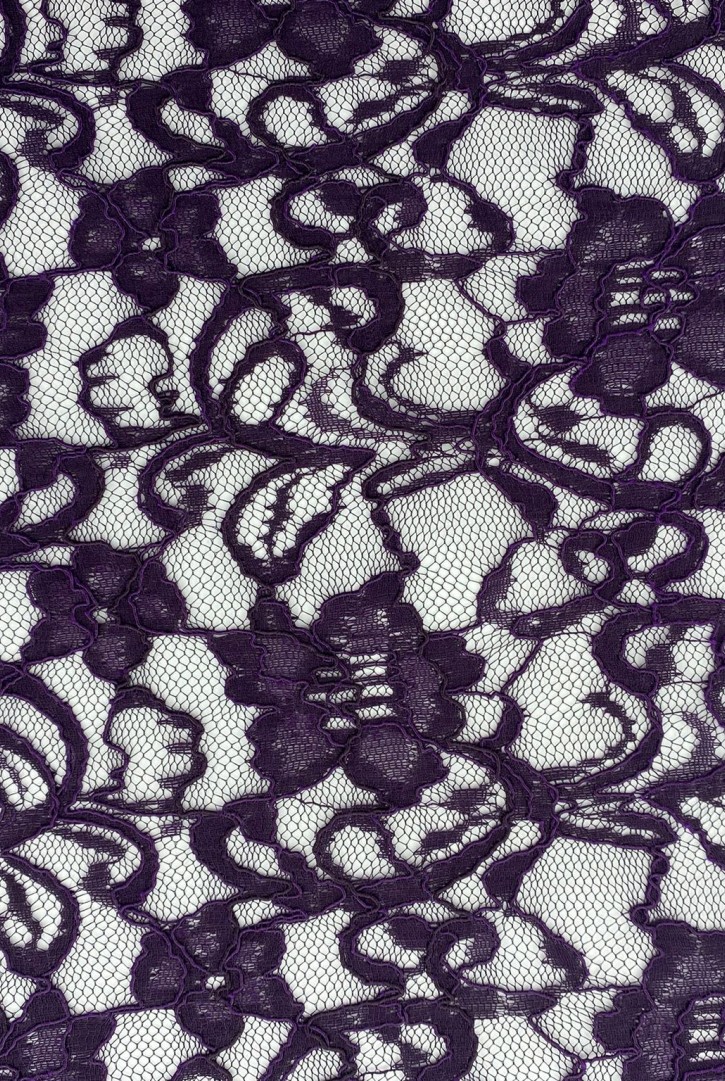 Mor Kordlu Yerli Dantel Kumaş - 157 cm Polyester