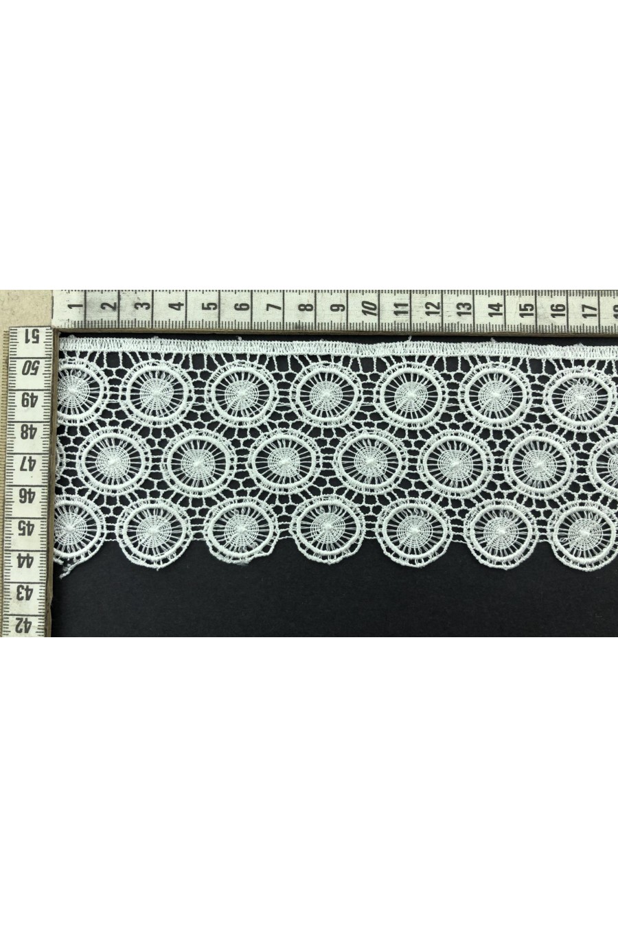 6409-METRE 7 cm Genişliğinde Parlak Ham Güpür Brode Bant