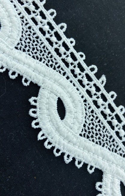 Beyaz Güpür Mat Polyester Brode Bant