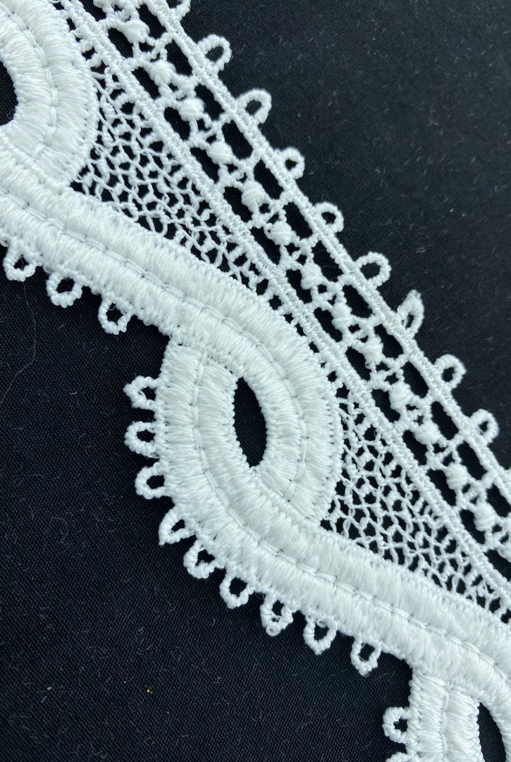 Beyaz Güpür Mat Polyester Brode Bant