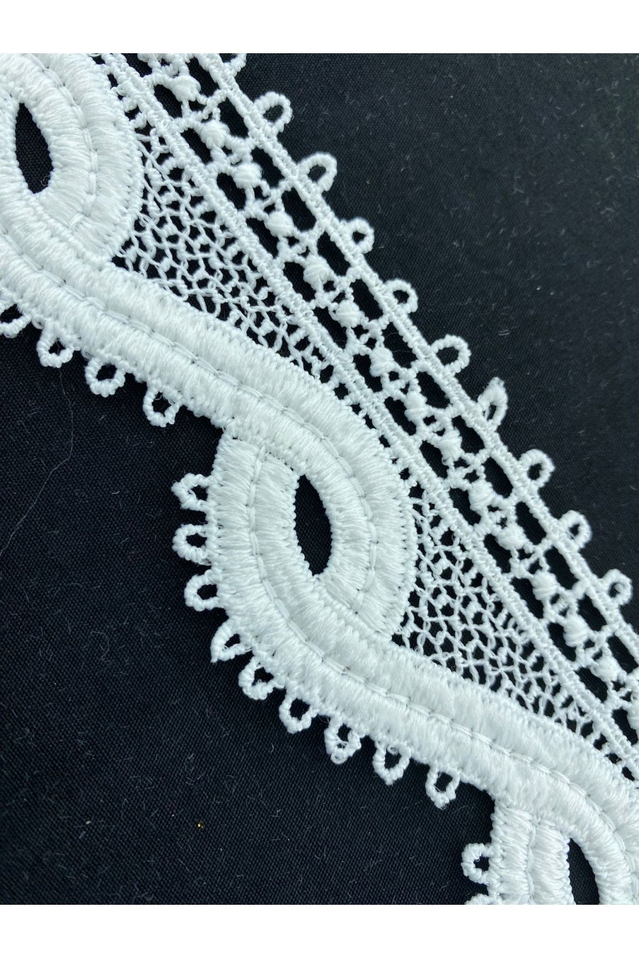 Beyaz Güpür Mat Polyester Brode Bant