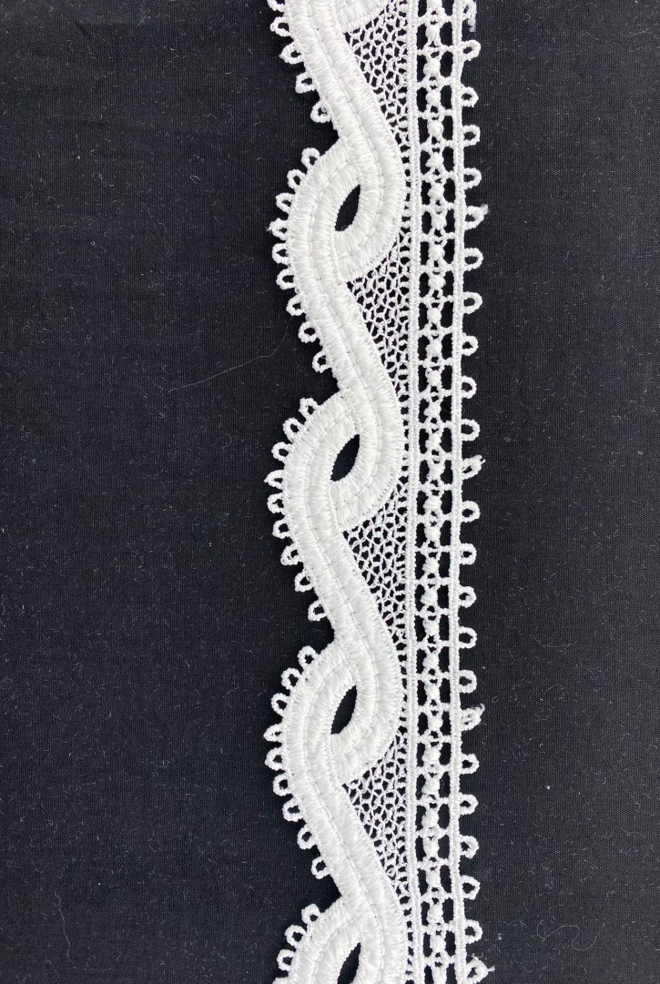 Beyaz Güpür Mat Polyester Brode Bant