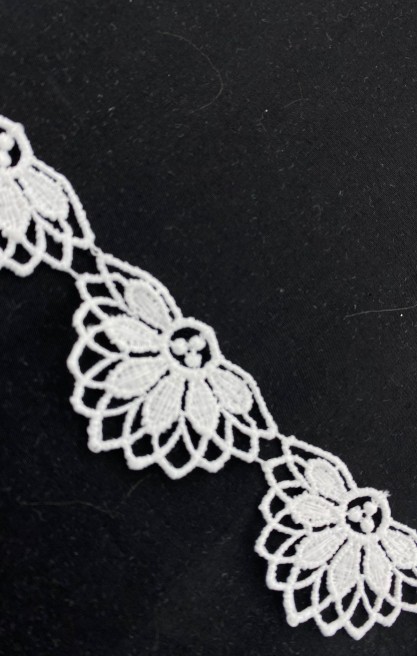 Beyaz Mat Polyester Güpür Brode Bant