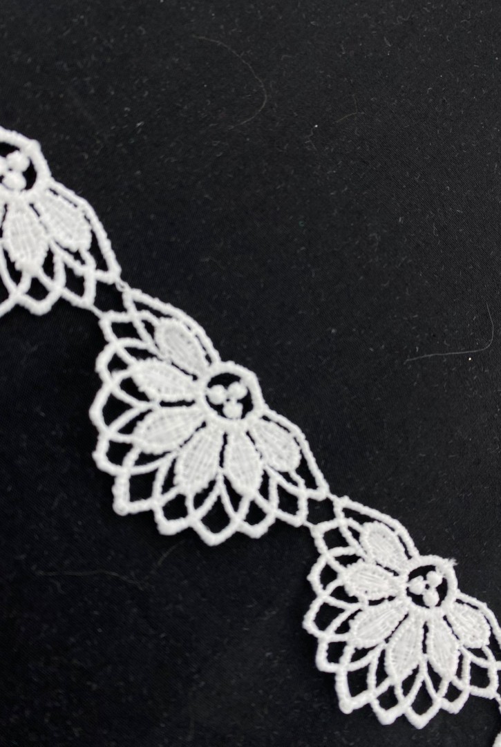 Beyaz Mat Polyester Güpür Brode Bant