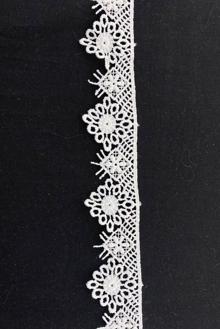 Beyaz Mat Polyester Güpür Brode Bant