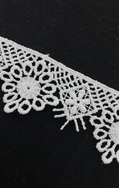 Beyaz Mat Polyester Güpür Brode Bant