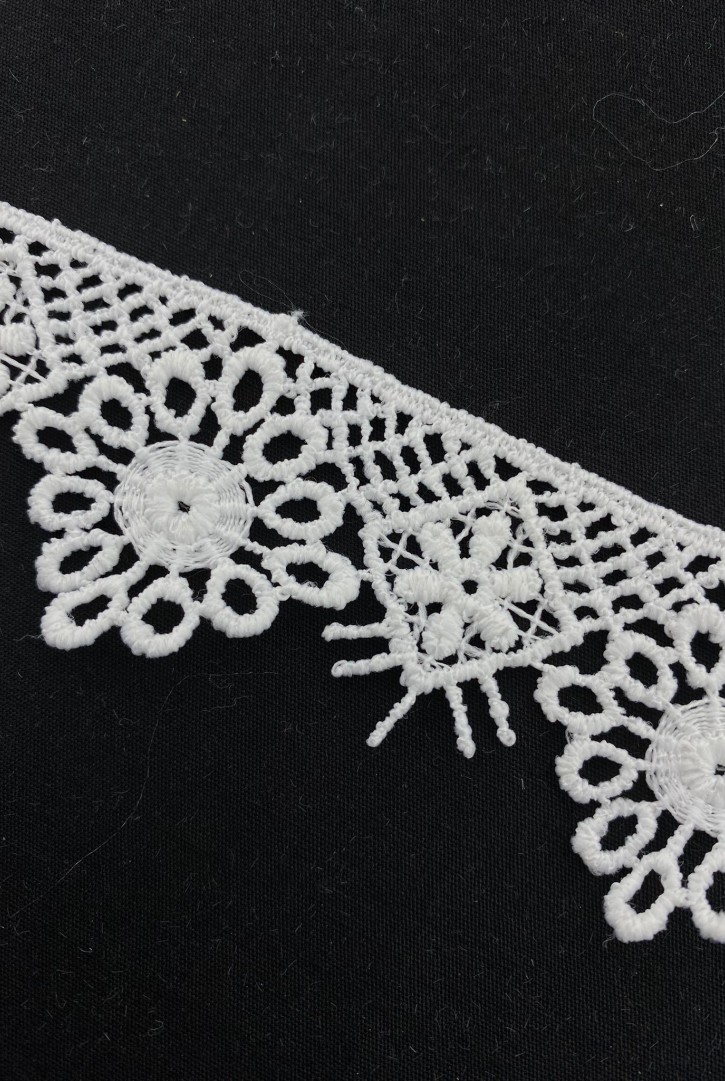 Beyaz Mat Polyester Güpür Brode Bant